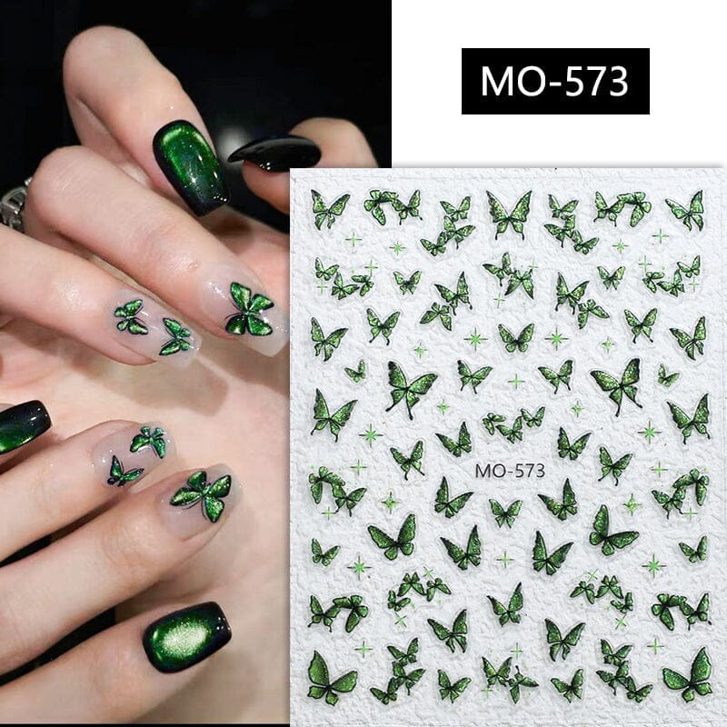 Glitter Butterfly 3D Nail Stickers MO-573 Clearance No Brand 