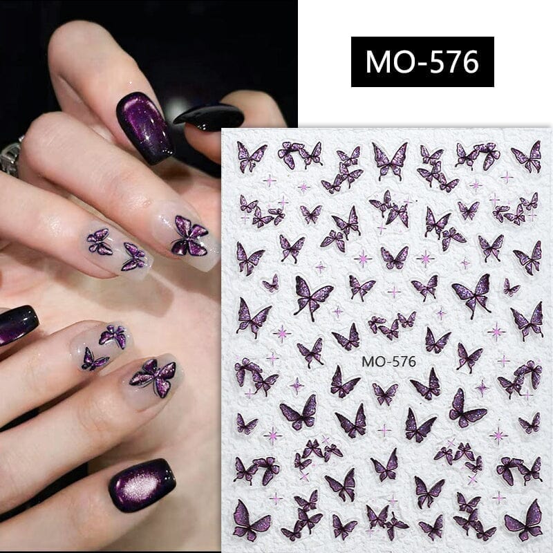 Glitter Butterfly 3D Nail Stickers MO-573 Clearance No Brand 