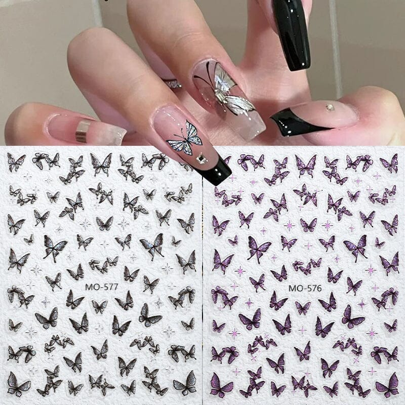 Glitter Butterfly 3D Nail Stickers Nail Sticker No Brand 