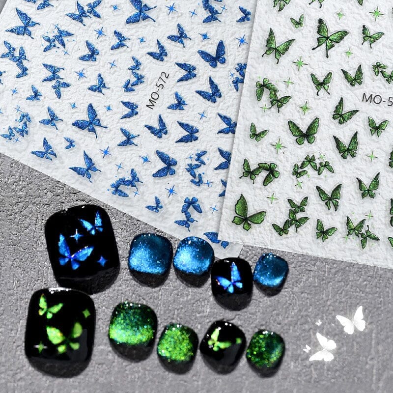 Glitter Butterfly 3D Nail Stickers Nail Sticker No Brand 