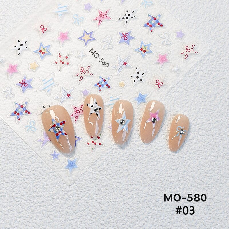 Leopard Star 3D Nail Stickers MO-580 Clearance No Brand 
