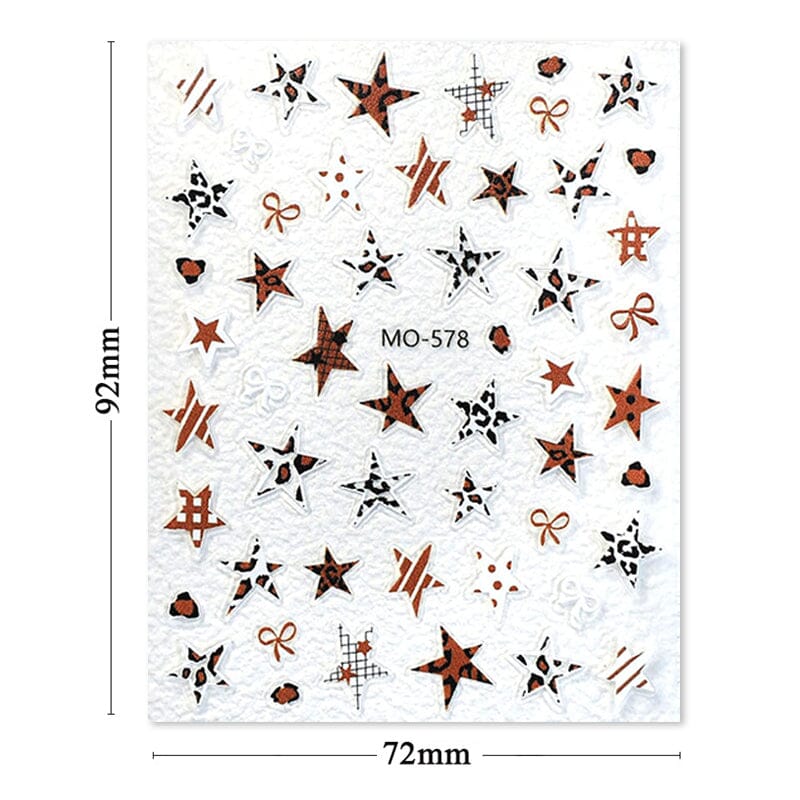Leopard Star 3D Nail Stickers MO-580 Clearance No Brand 