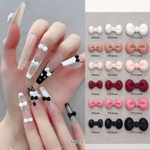 50pcs Bowknot Plastic Nail Art Decorations #23 Clearance No Brand 