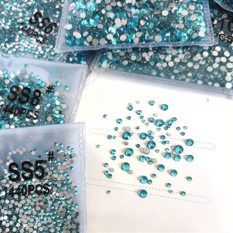 1440pcs Lake Blue Flatback Round Nail Art Rhinestones SS4 Clearance No Brand 