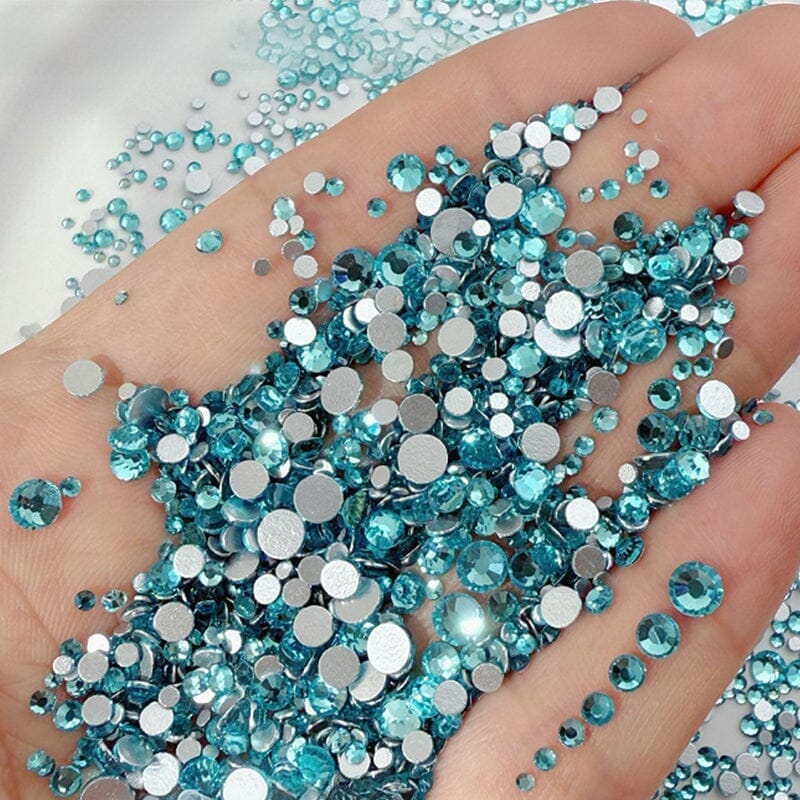 1440pcs Lake Blue Flatback Round Nail Art Rhinestones Mixed Clearance No Brand 