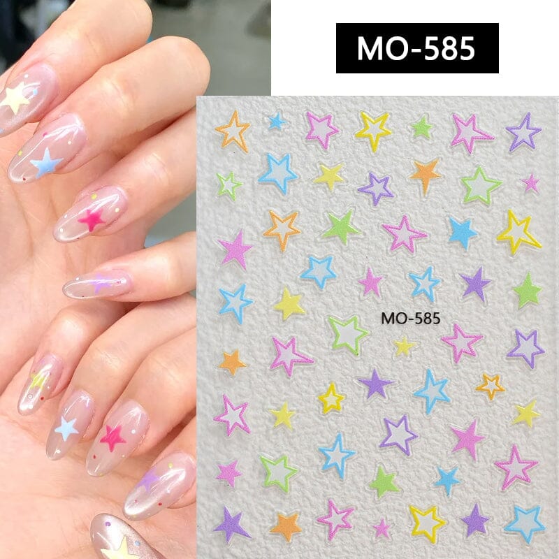 Colorful Star Bowknot 3D Nail Stickers MO Series Clearance No Brand MO-585 