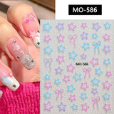 Colorful Star Bowknot 3D Nail Stickers MO Series Clearance No Brand MO-586 