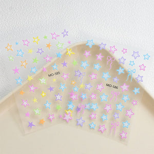 Colorful Star Bowknot 3D Nail Stickers MO Series Clearance No Brand 