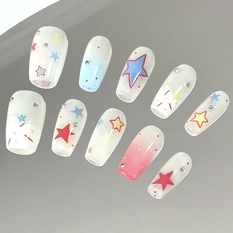 Colorful Star Bowknot 3D Nail Stickers MO Series Clearance No Brand 