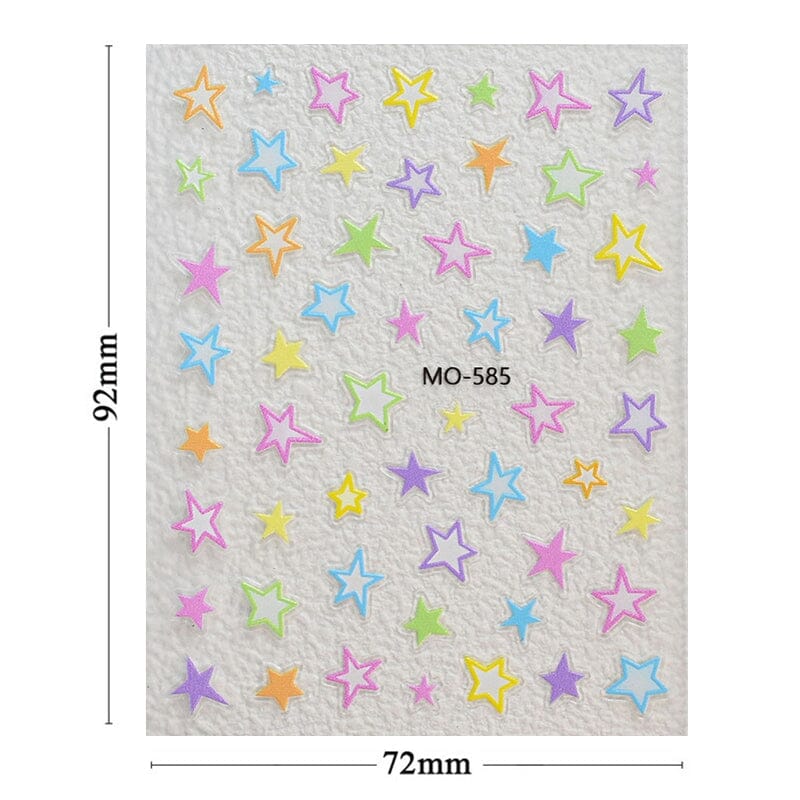 Colorful Star Bowknot 3D Nail Stickers MO Series Clearance No Brand 