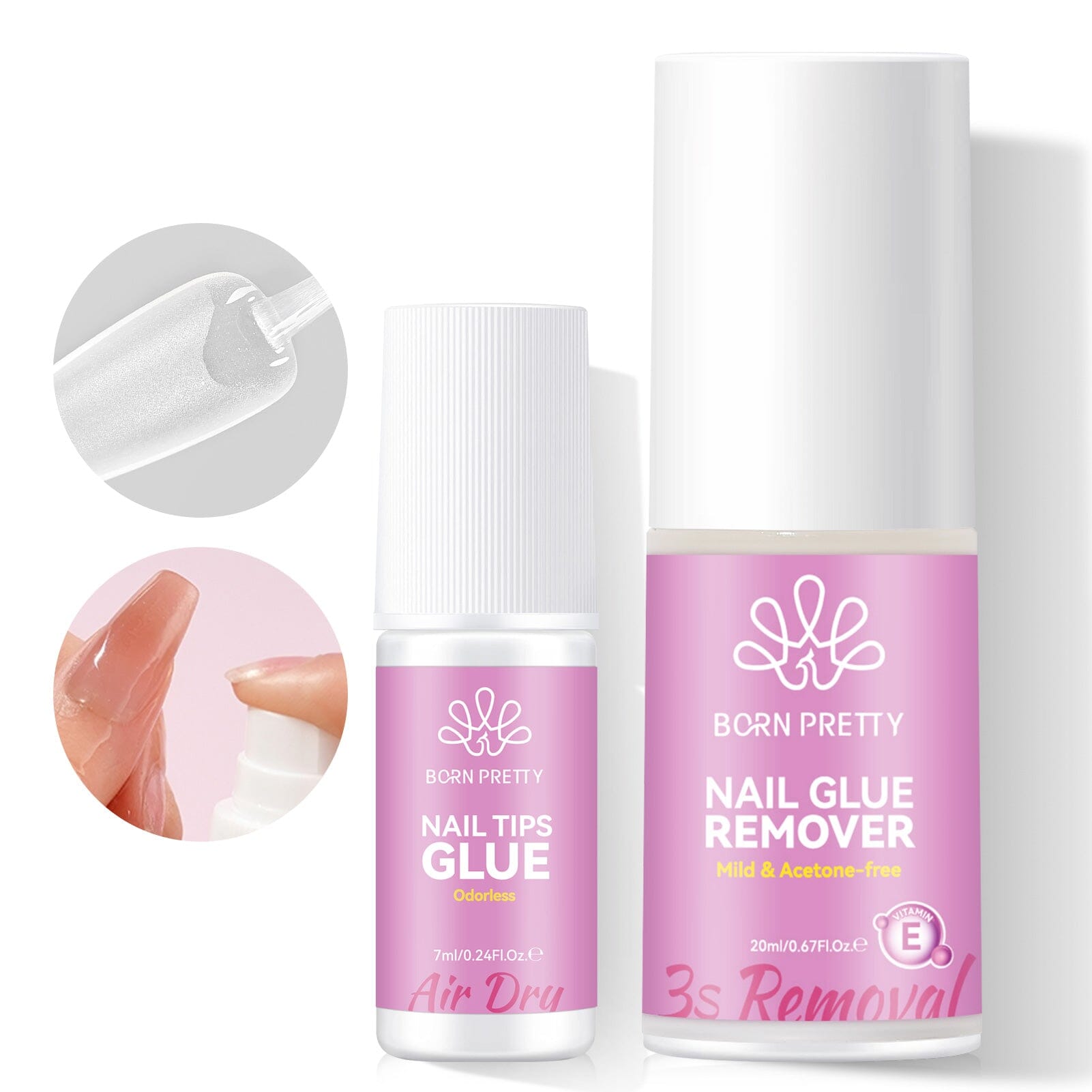 Odorless UV Free Nail Tips Glue Remover Nail Tips BORN PRETTY Set 01 