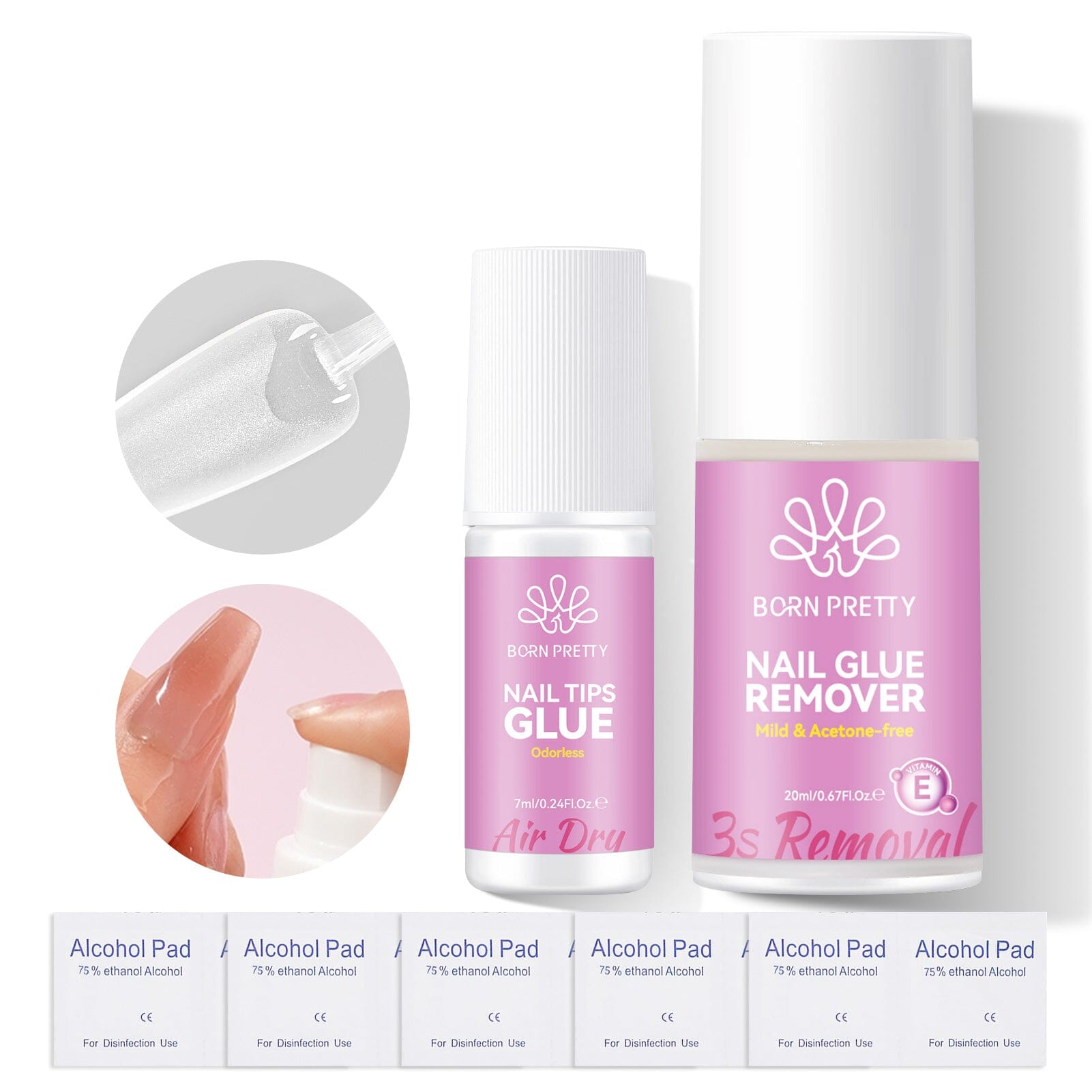 Odorless UV Free Nail Tips Glue Remover Nail Tips BORN PRETTY Set 07 