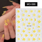 Embossed Flowers 3D Nail Stickers MO Series Clearance No Brand MO-590 