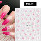 Embossed Flowers 3D Nail Stickers MO Series Clearance No Brand MO-591 