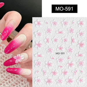 Embossed Flowers 3D Nail Stickers MO Series Clearance No Brand MO-591 