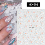 Embossed Flowers 3D Nail Stickers MO Series Clearance No Brand MO-592 