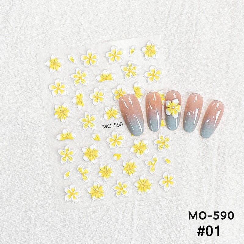 Embossed Flowers 3D Nail Stickers MO Series Clearance No Brand 