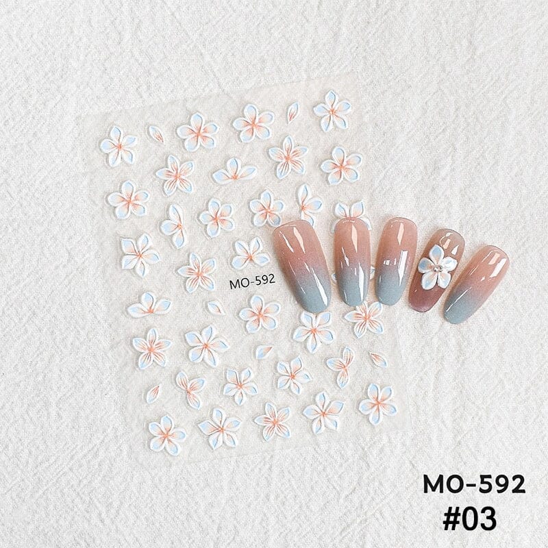 Embossed Flowers 3D Nail Stickers MO Series Clearance No Brand 