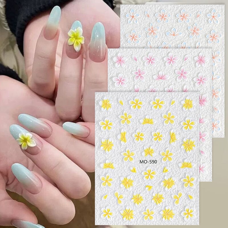 Embossed Flowers 3D Nail Stickers MO Series Clearance No Brand 