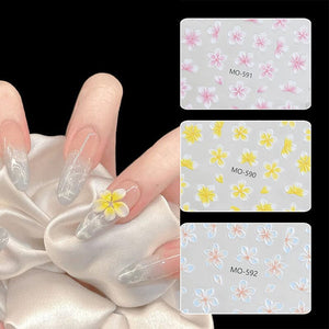 Embossed Flowers 3D Nail Stickers MO Series Clearance No Brand 
