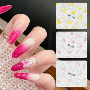 Embossed Flowers 3D Nail Stickers MO Series Clearance No Brand 