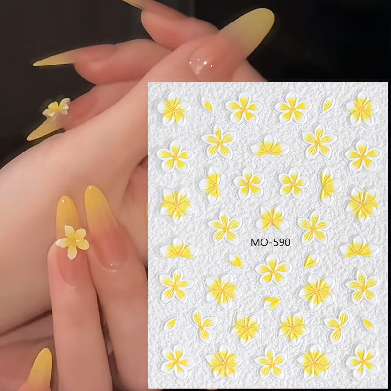 Embossed Flowers 3D Nail Stickers MO Series Clearance No Brand 