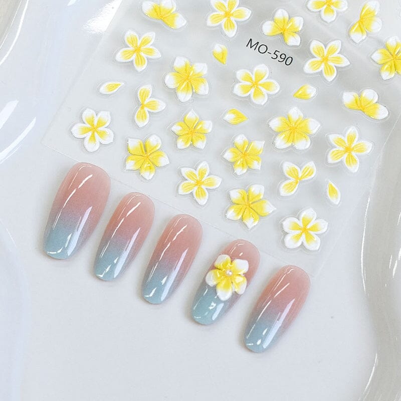 Embossed Flowers 3D Nail Stickers MO Series Clearance No Brand 