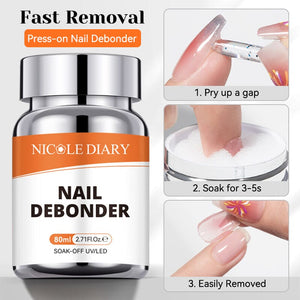 Press On Nail Debonder 80ml Nail Tips NICOLE DIARY 