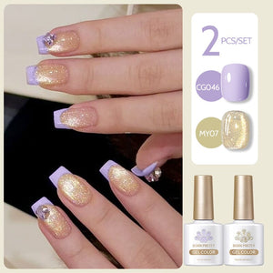 2 Bottles Gel Set French Cat Magnetic Gel 10ml Gel Nail Polish BORN PRETTY Set 11 
