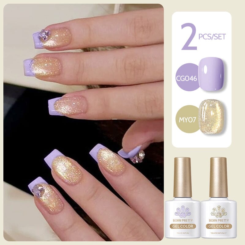 2 Bottles Gel Set French Cat Magnetic Gel 10ml Gel Nail Polish BORN PRETTY Set 11 