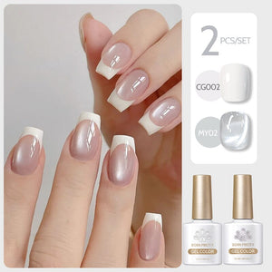 2 Bottles Gel Set French Cat Magnetic Gel 10ml Gel Nail Polish BORN PRETTY Set 02 