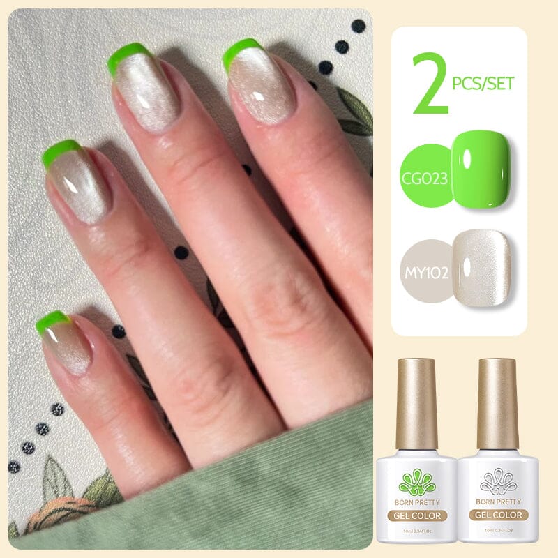 2 Bottles Gel Set French Cat Magnetic Gel 10ml Gel Nail Polish BORN PRETTY Set 03 