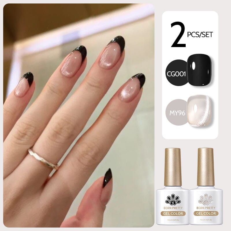 2 Bottles Gel Set French Cat Magnetic Gel 10ml Gel Nail Polish BORN PRETTY Set 05 