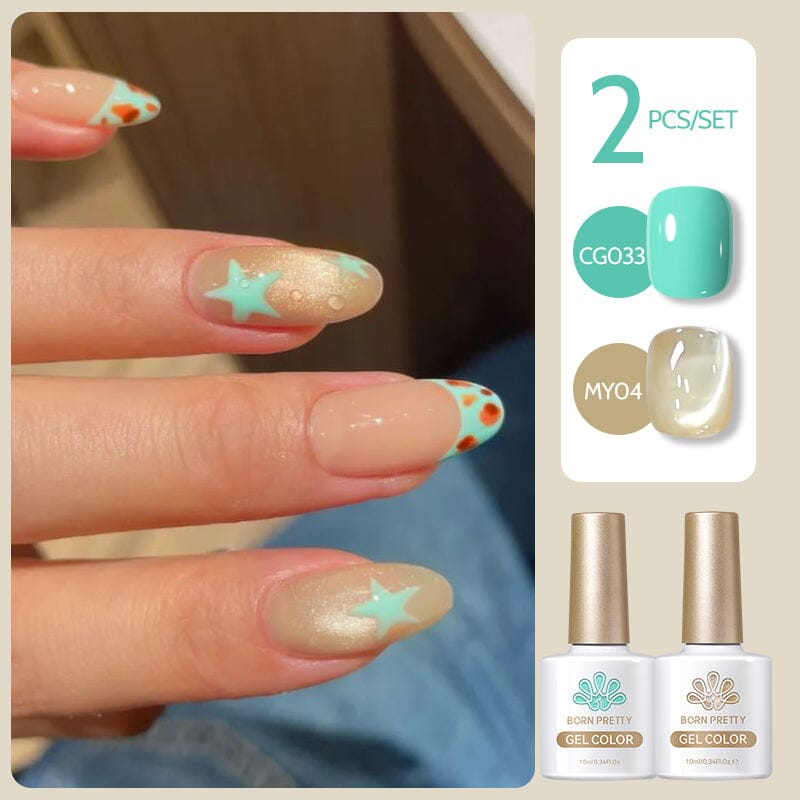 2 Bottles Gel Set French Cat Magnetic Gel 10ml Gel Nail Polish BORN PRETTY Set 06 