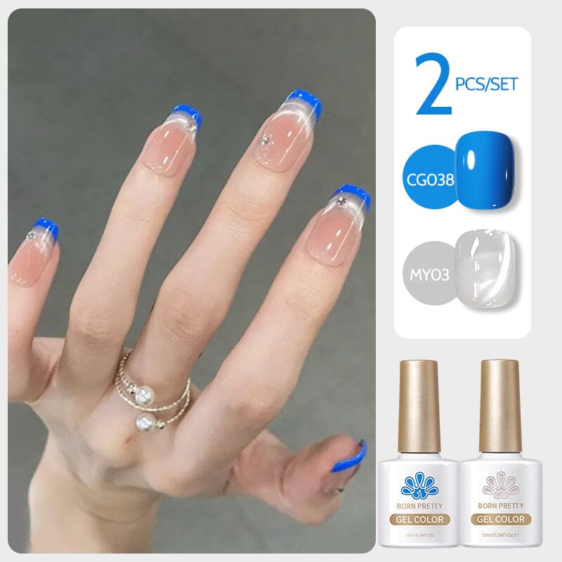 2 Bottles Gel Set French Cat Magnetic Gel 10ml Gel Nail Polish BORN PRETTY Set 09 