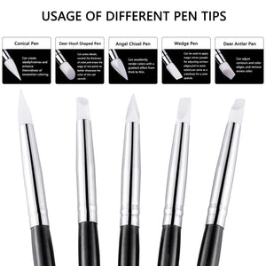 5pcs Silicone Nail Brush Black Handle Tools & Accessories No Brand 