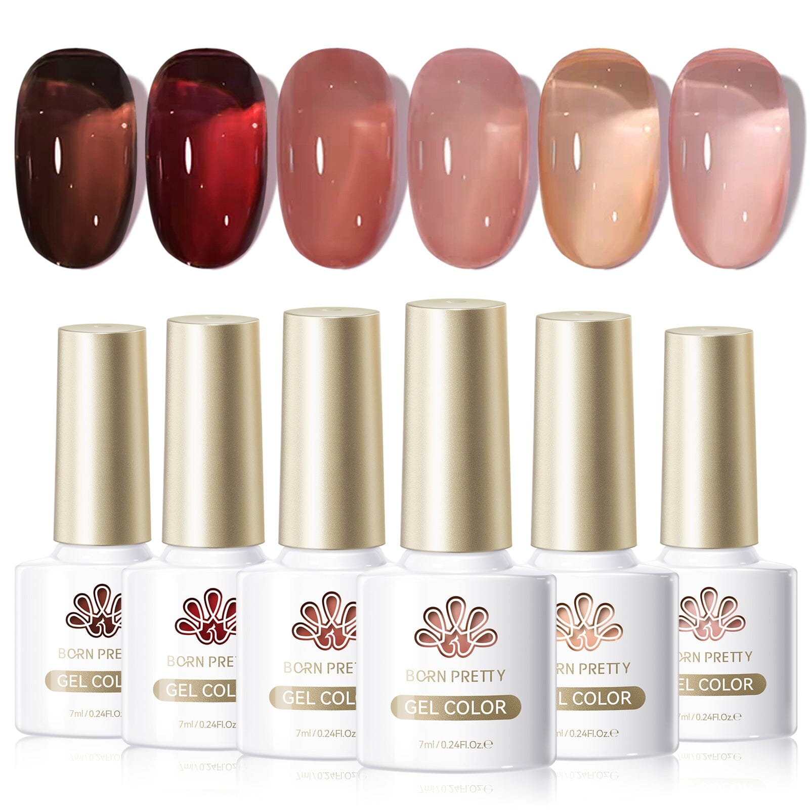 6 Colors Jelly Gel Polish Set J15 Wild Rose 7ml Gel Nail Polish BORN PRETTY 