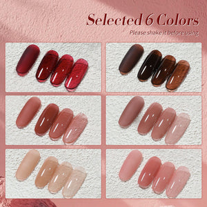 6 Colors Jelly Gel Polish Set J15 Wild Rose 7ml Gel Nail Polish BORN PRETTY 