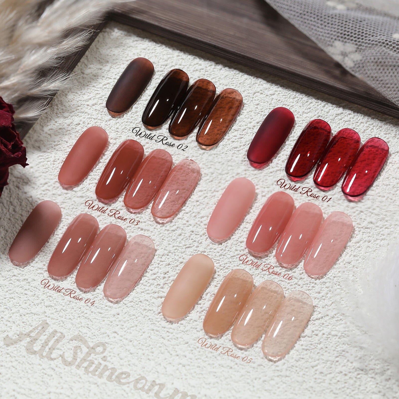 6 Colors Jelly Gel Polish Set J15 Wild Rose 7ml Gel Nail Polish BORN PRETTY 