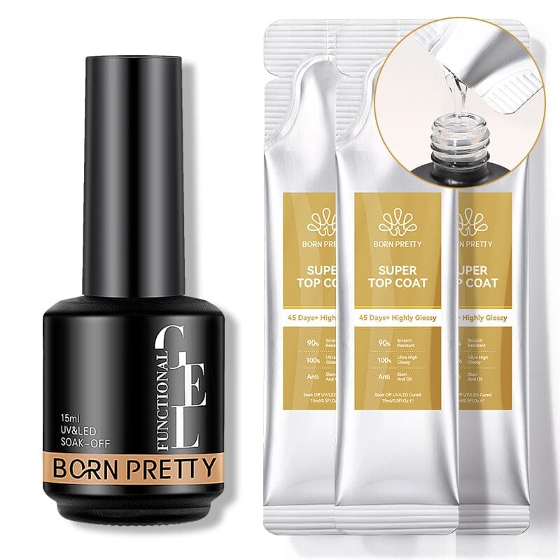 Super Top Coat 15ml (Bag) Base & Top Coat BORN PRETTY Set 2 