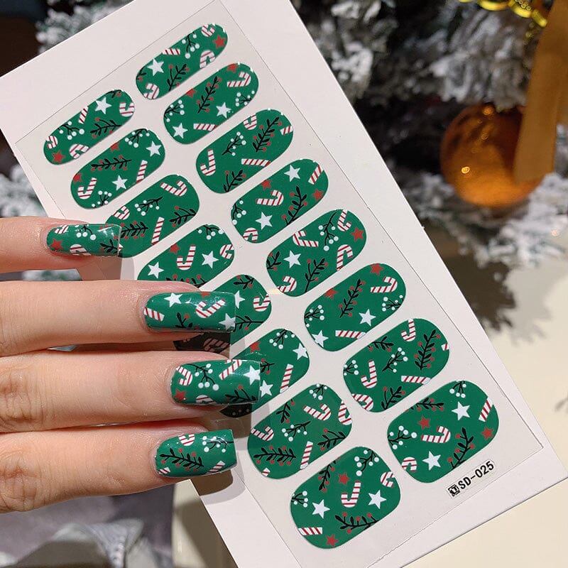16 Tips Christmas Full Cover Nail Stickers Nail Sticker No Brand 
