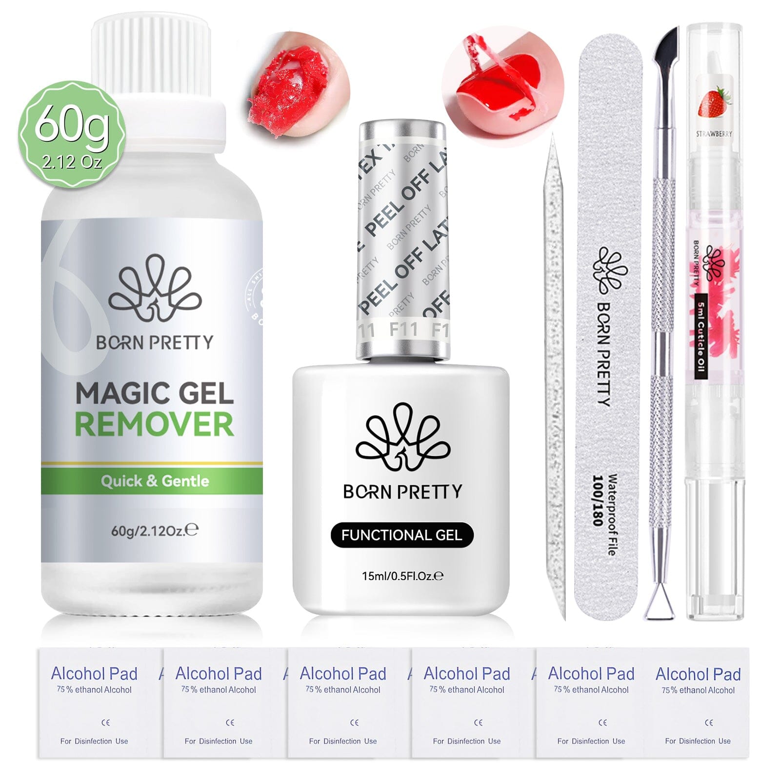 Magic Gel Remover 60g with Peel Off Latex Tape Tools Kit Gel Nail Polish BORN PRETTY 