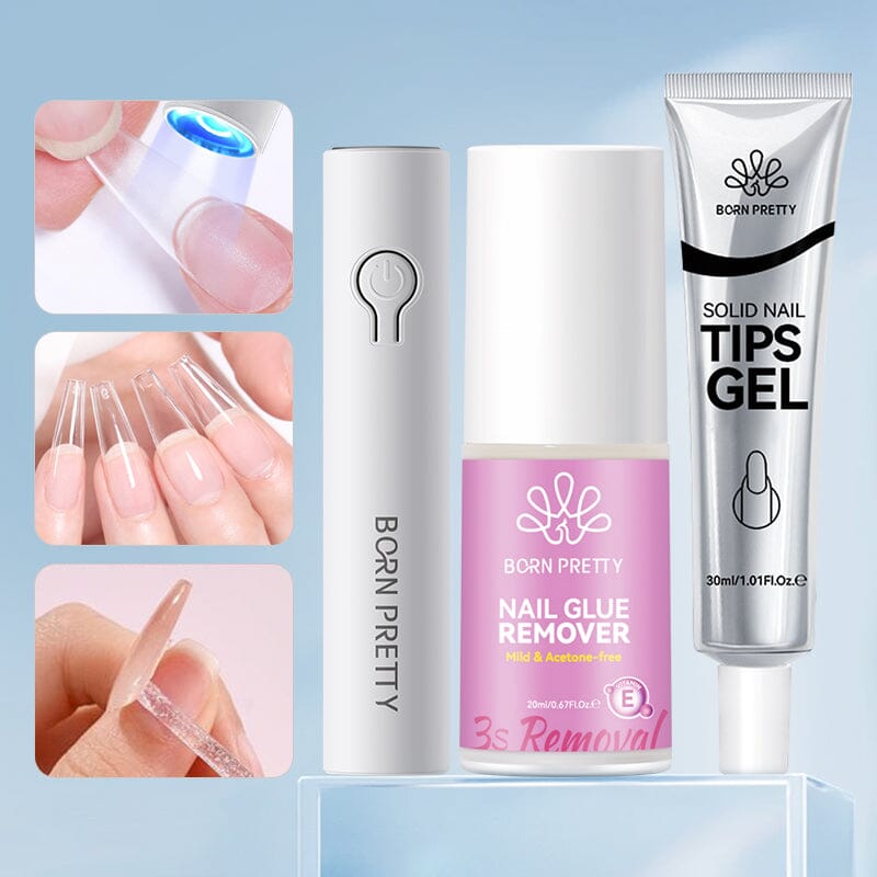 Mini Hand Light & Solid Nail Tips Gel & Nail Glue Remover Sets & Kits BORN PRETTY 