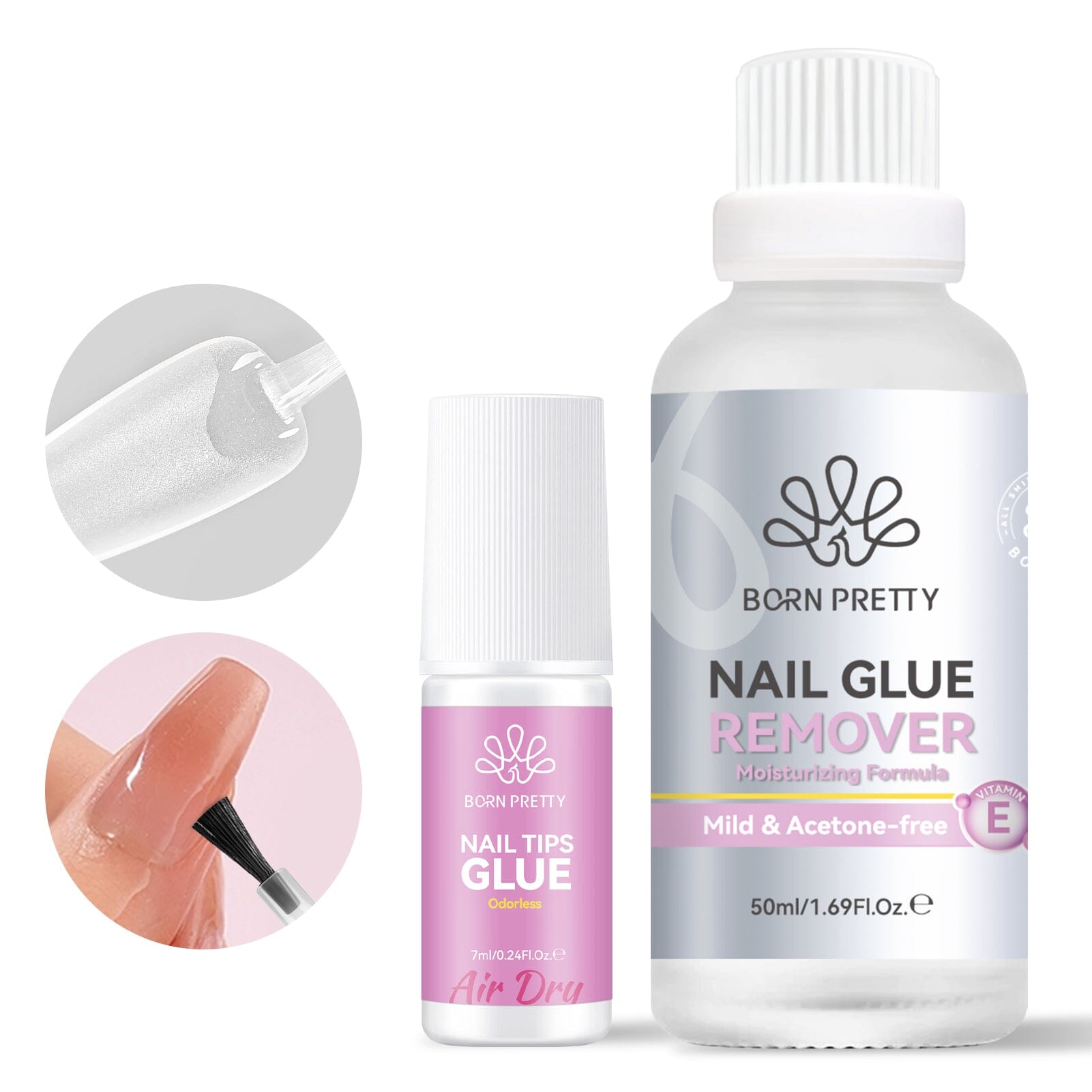 Nail Glue Remover 50ml with Nail Tips Glue Nail Tips BORN PRETTY 