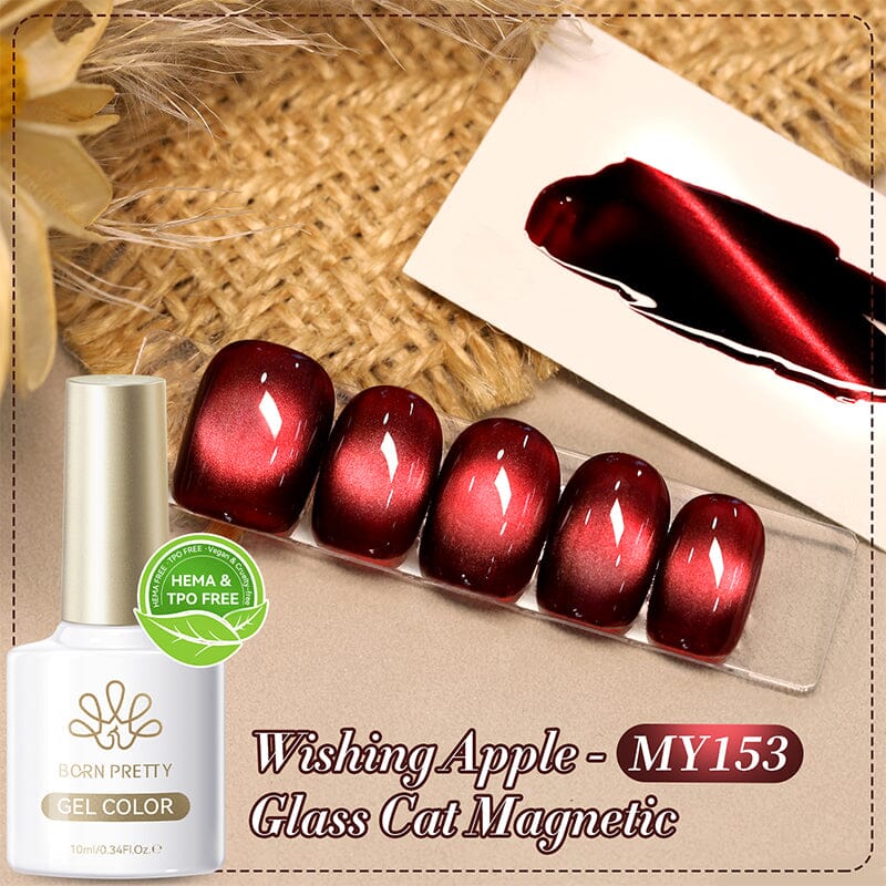 TPO & HEMA Free Glass Bead Cat Magnetic Gel MY153 Wishing Apple 10ml Gel Nail Polish BORN PRETTY 