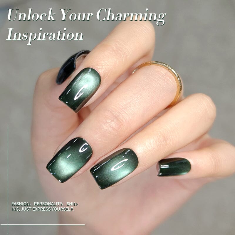 TPO & HEMA Free Glass Bead Cat Magnetic Gel MY128 Only Green 10ml Gel Nail Polish BORN PRETTY 