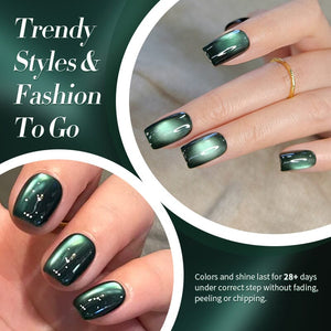 TPO & HEMA Free Glass Bead Cat Magnetic Gel MY128 Only Green 10ml Gel Nail Polish BORN PRETTY 