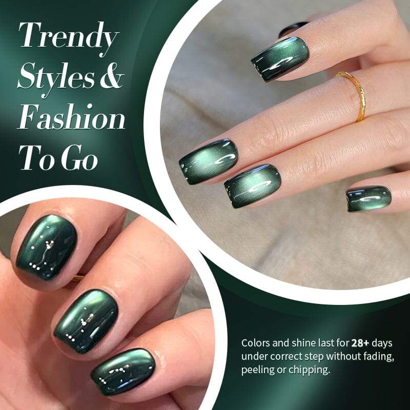 TPO & HEMA Free Glass Bead Cat Magnetic Gel MY128 Only Green 10ml Gel Nail Polish BORN PRETTY 