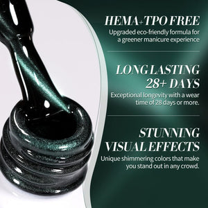 TPO & HEMA Free Glass Bead Cat Magnetic Gel MY128 Only Green 10ml Gel Nail Polish BORN PRETTY 