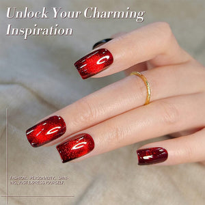 TPO & HEMA Free Glass Bead Cat Magnetic Gel MY154 Red Spider Lily 10ml Gel Nail Polish BORN PRETTY 